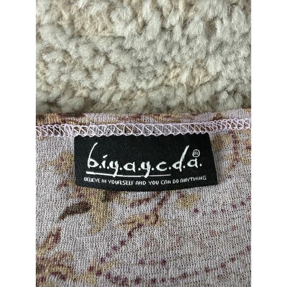 Biyaycda Size L Floral Print Scoop Neck Keyhole Top Purple Long Sleeve - Picture 4 of 5